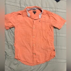 NAUTICA Sz L (14/16) short sleeve 100% cotton button down collared shirt